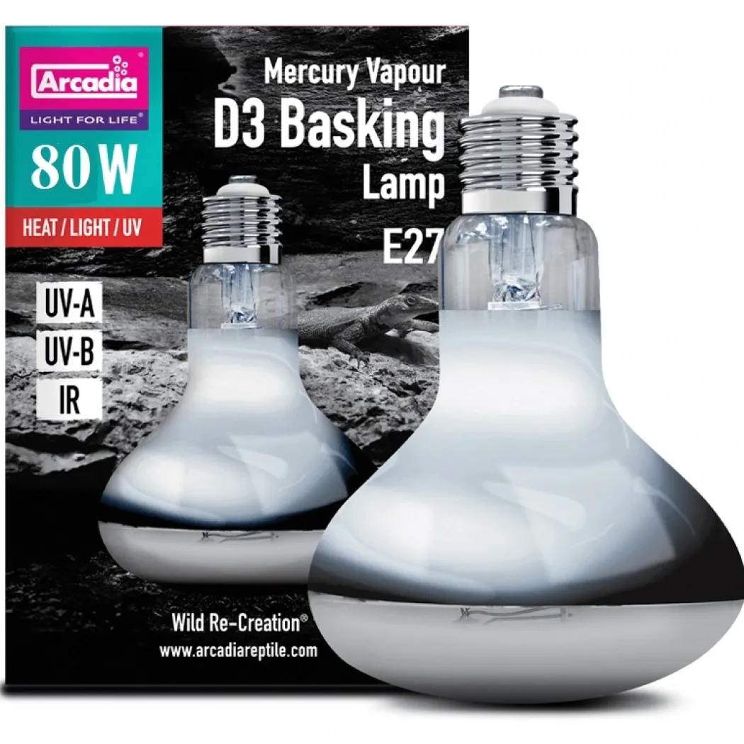 Arcadia D3 Basking Lamp UV reptil pære 80 w