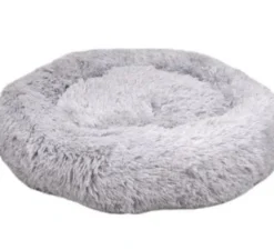 Cushion Krems fluffy rund hundeseng medium lysegrå