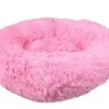 Cushion Krems fluffy rund hundeseng small lyserød
