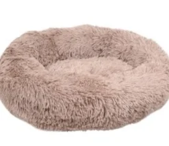 Cushion Krems fluffy rund hundeseng small lysebrun