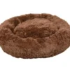Cushion Krems fluffy rund hundeseng medium mørkebrun