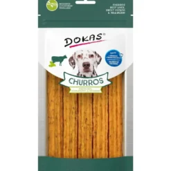 Dokas Churros med Okse og Melorme 150 g - sprøde hundesnacks