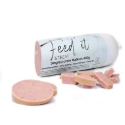 Feedit & Treat Pure Turkey 400 g - naturlig kalkunskærepølse til hund og kat