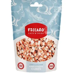 FICCARO Hundesnack Kanin & Sej Cubes - tern af kanin og sej 100 g