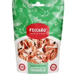 FICCARO Hundesnack Kylling & Sej Triangle - kylling og sej i trekantform 100 g