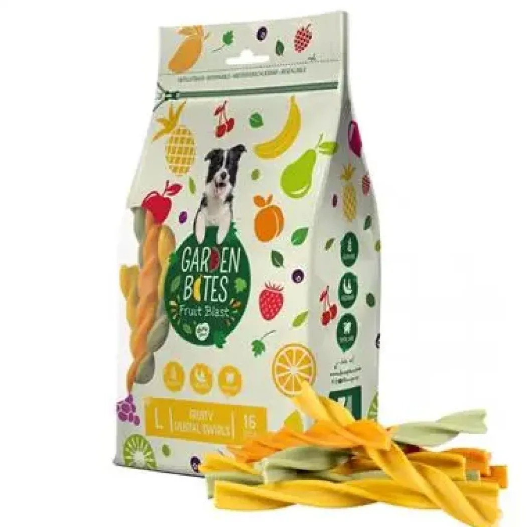 Garden Bites Fruity Dental Swirls Mix 13 cm 30 stk (vegetabilsk) - tandrensende hundesnacks