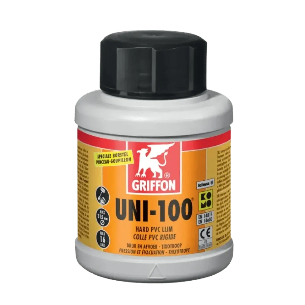 Griffon UNI-100 PVC lim (Pvc rørlim) med pensel 500 gram