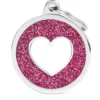Hundetegn My Family Shine cirkel med hjerte stor pink og hvid