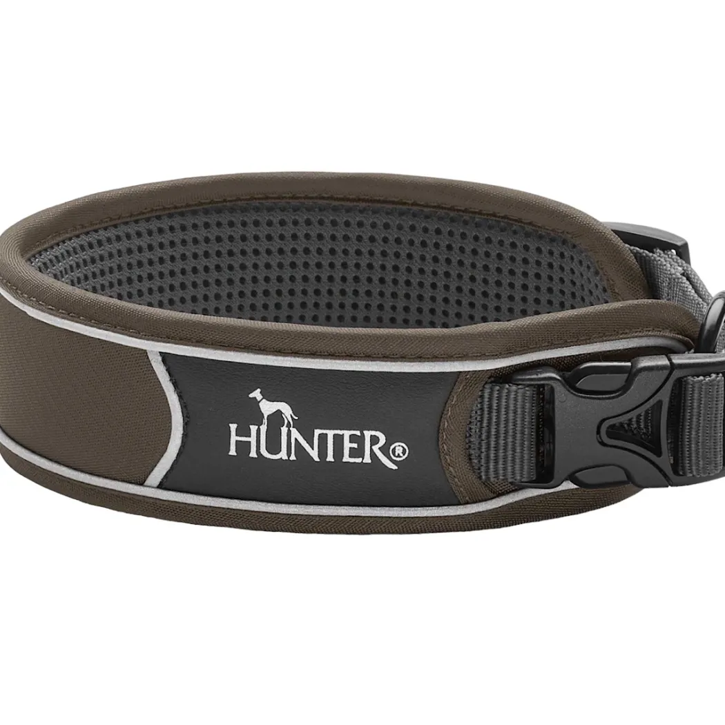 Hunter Divo Hundehalsbånd XL 55-65 Brun/Grå - justerbart hundehalsbånd (55-65 cm, B 5,5 cm
