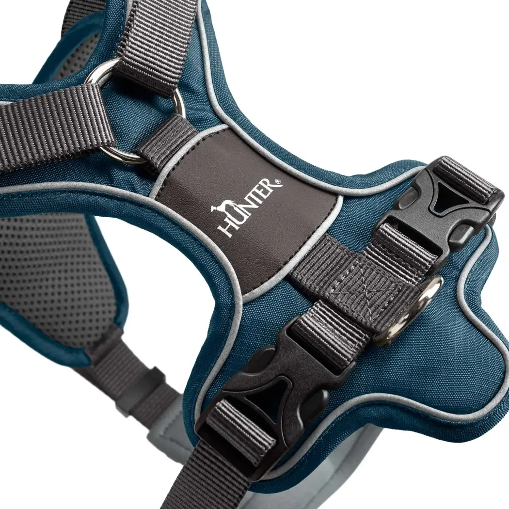 Hunter Divo hundesele S petrol/grå just mave 45-56 cm - Fleksibel kontrol og komfort i balance