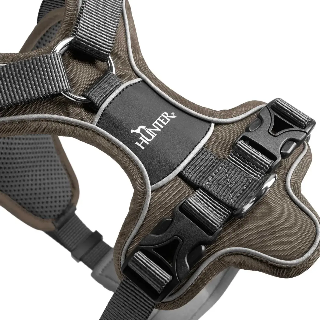 Hunter Divo hundesele XS brun/grå just mave 34-47 cm - Let pasform til små hunde