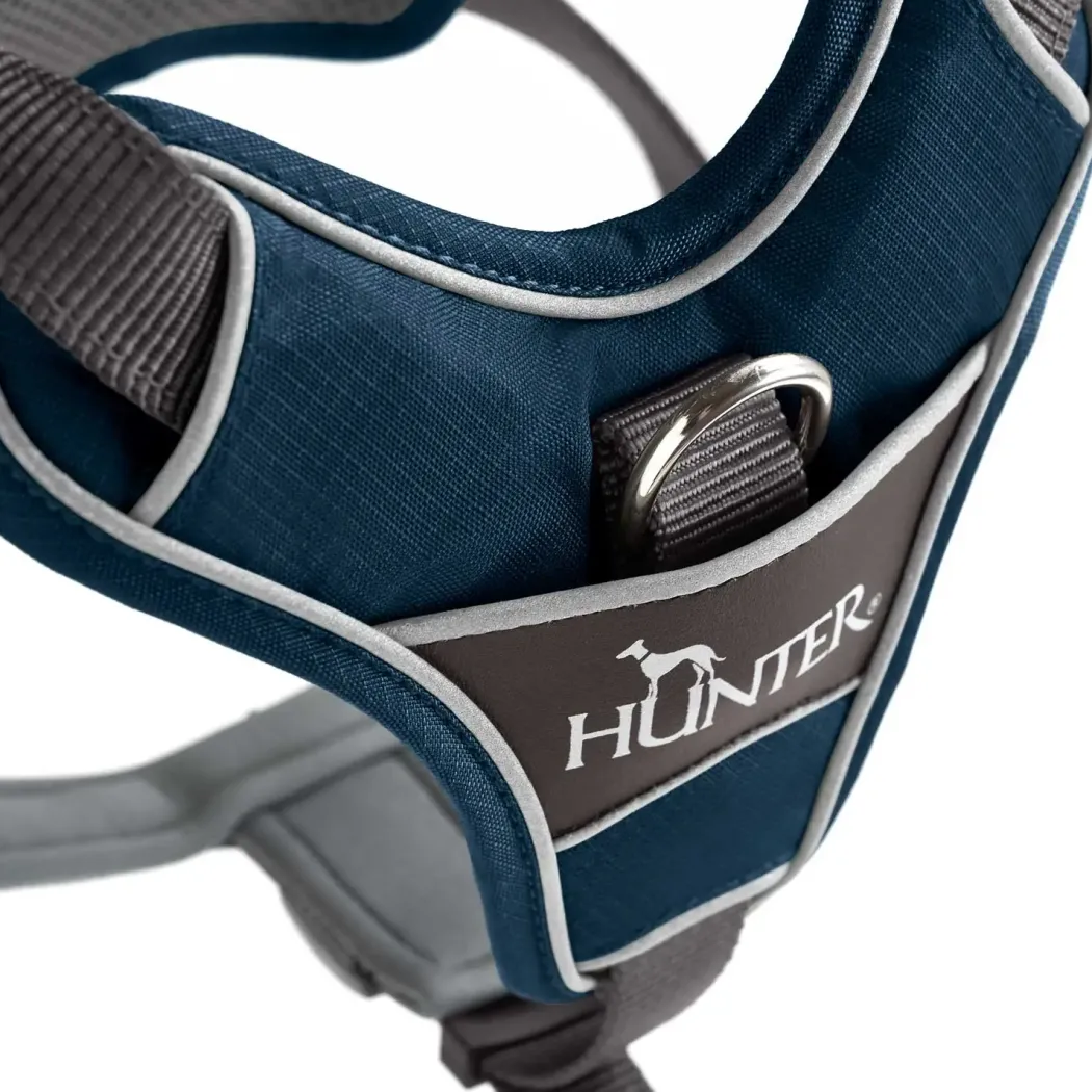 Hunter Divo hundesele XS petrol/grå just mave 34-47 cm - Stabil pasform og synlig sikkerhed