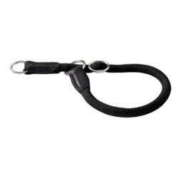 Hunter Dressurhalsbånd med stopring 55/10 Sort - klassisk hundehalsbånd i læder
