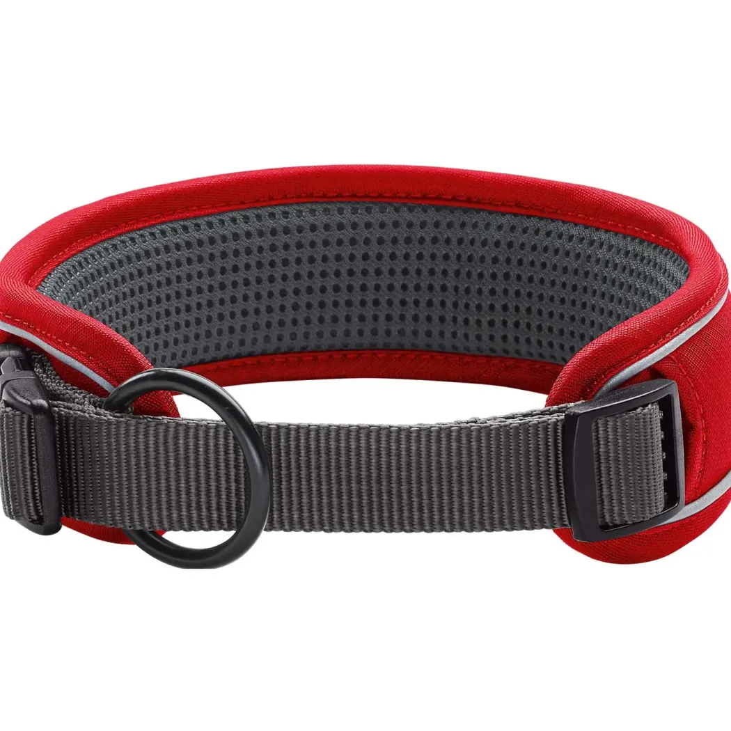 Hunter Halsbånd Divo L Rød/Grå - justerbart hundehalsbånd (45-55 cm, B 4,5 cm)