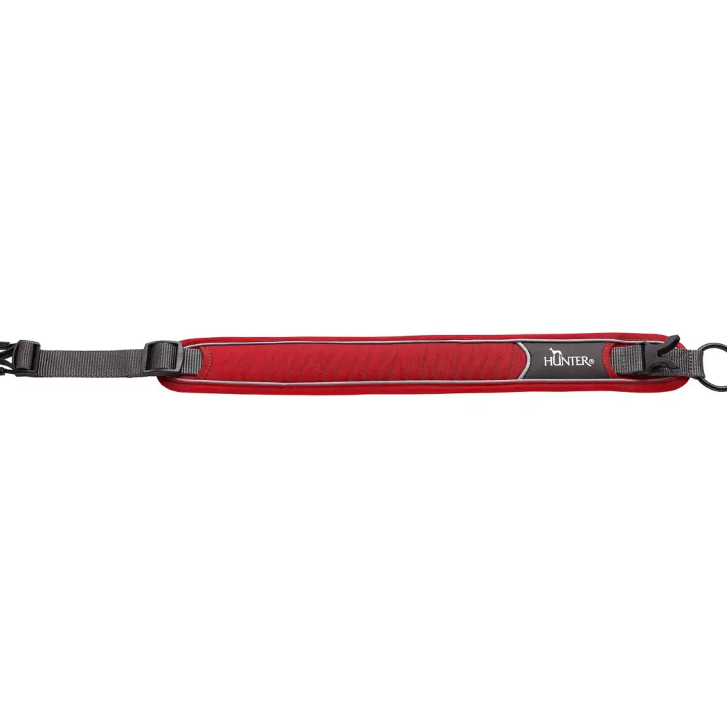Hunter Halsbånd Divo M Rød/Grå - justerbart hundehalsbånd (35-45 cm, B 4,5 cm)