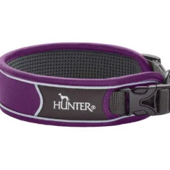 Hunter Halsbånd Divo M Violet/Grå - justerbart hundehalsbånd (35-45 cm, B 4,5 cm)
