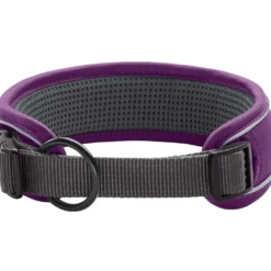 Hunter Halsbånd Divo M Violet/Grå - justerbart hundehalsbånd (35-45 cm, B 4,5 cm)