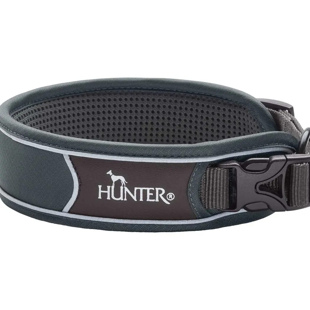 Hunter Halsbånd Divo S Grå/Grå - justerbart hundehalsbånd (25-35 cm, B 4 cm)