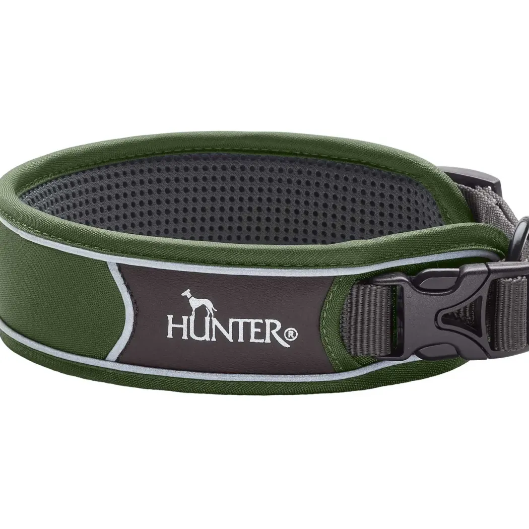 Hunter Halsbånd Divo S Grøn/Grå - justerbart hundehalsbånd (25-35 cm, B 4 cm)