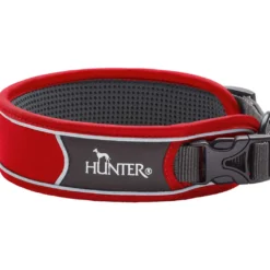Hunter Halsbånd Divo S Rød/Grå - justerbart hundehalsbånd (25-35 cm, B 4 cm)
