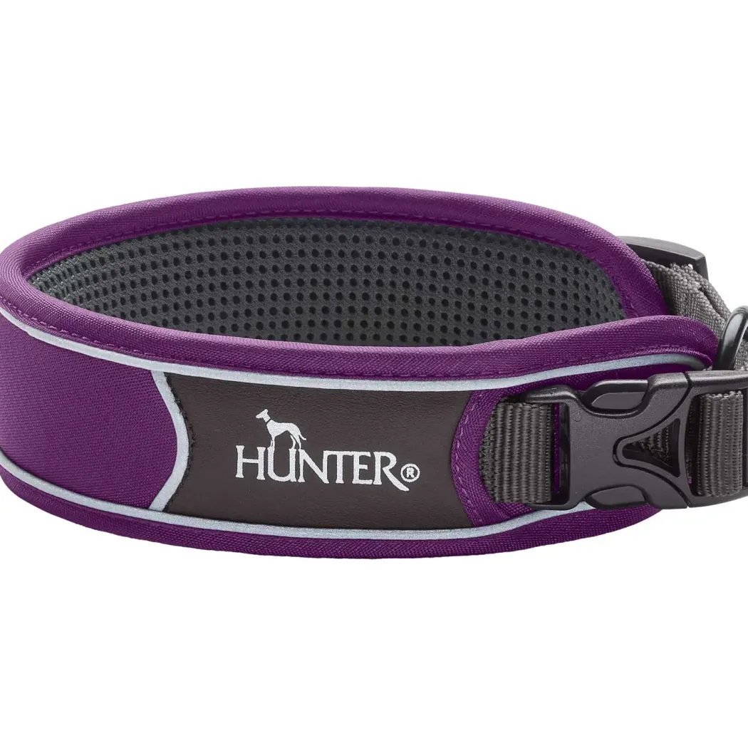 Hunter Halsbånd Divo S Violet/Grå - justerbart hundehalsbånd (25-35 cm, B 4 cm)