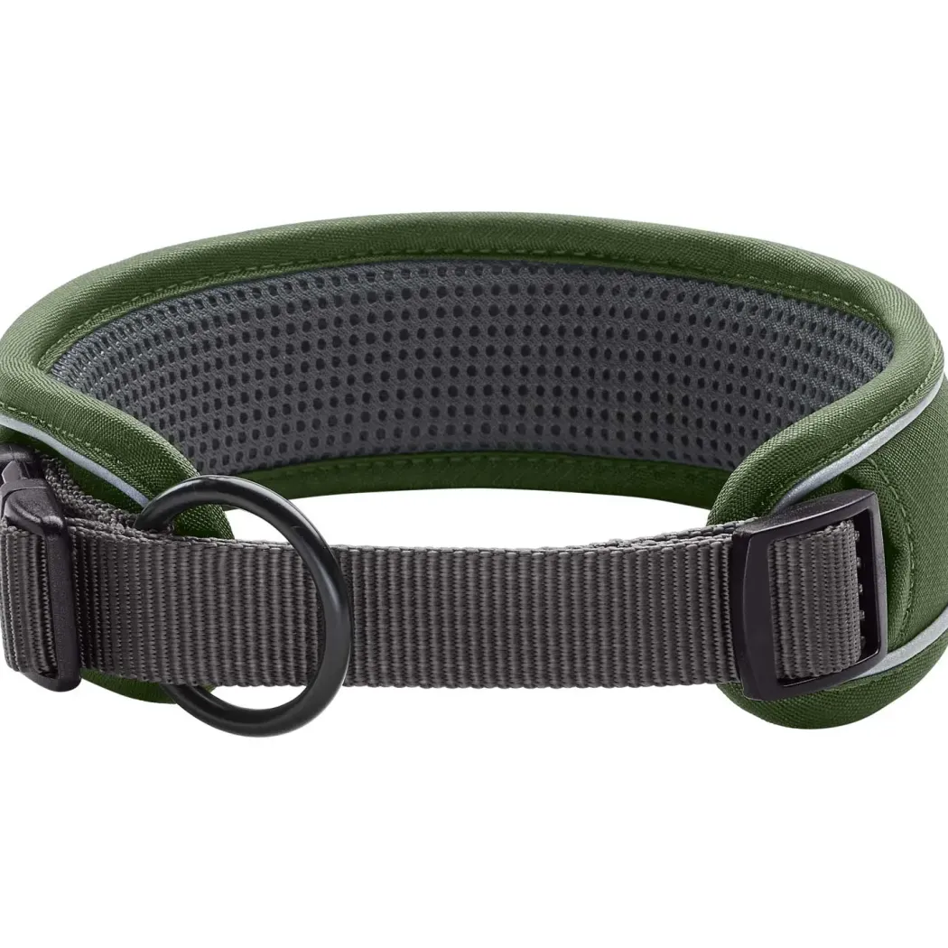 Hunter Halsbånd Divo XL Grøn/Grå - justerbart hundehalsbånd (55-65 cm, B 5,5 cm)
