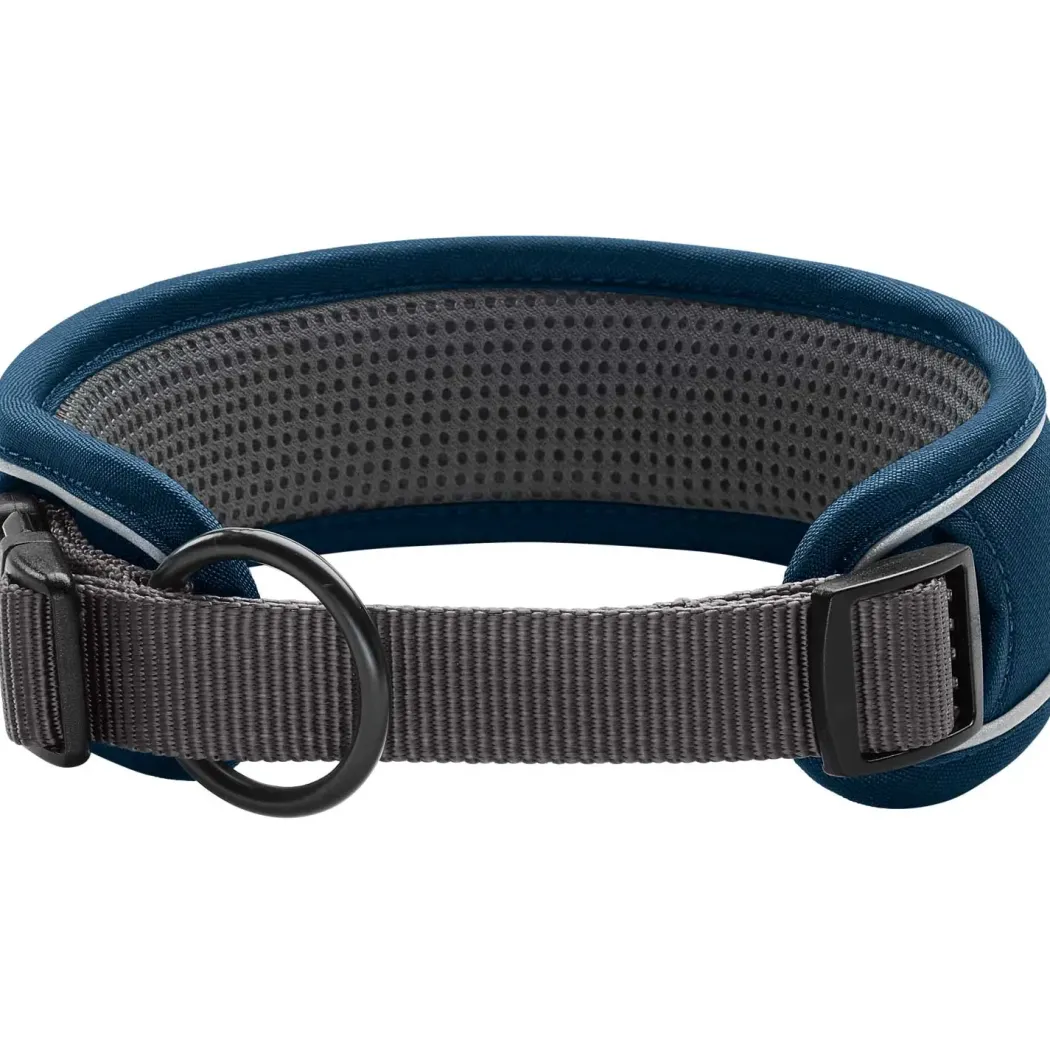 Hunter Halsbånd Divo XL Petrol/Grå - justerbart hundehalsbånd (55-65 cm, B 5,5 cm)