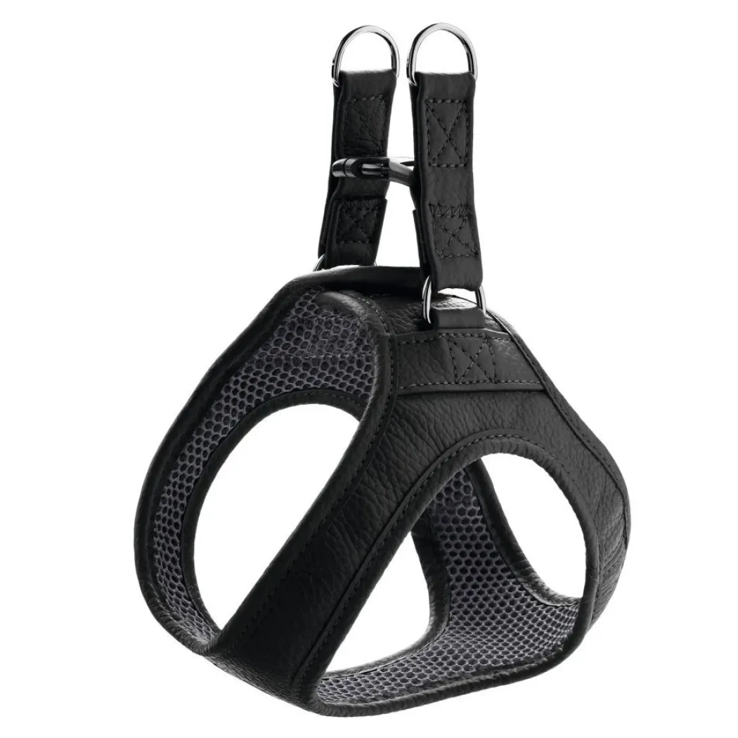 Hunter Hilo læder hundesele XS-S sort hals 37-40 cm - blød og let pasform