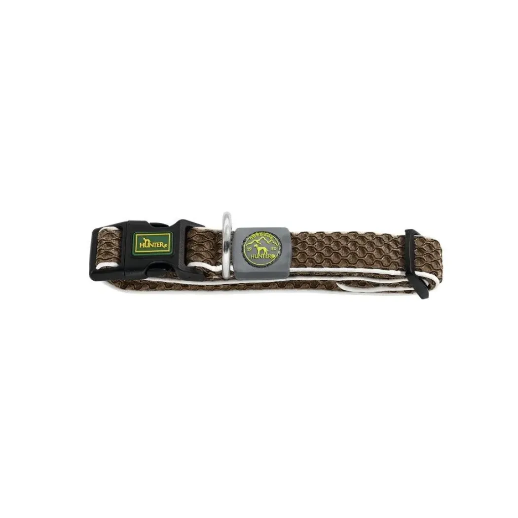 Hunter hunde halsbånd Hilo Brun S-M - justerbart hundehalsbånd (30-43 cm, B 2,5 cm)