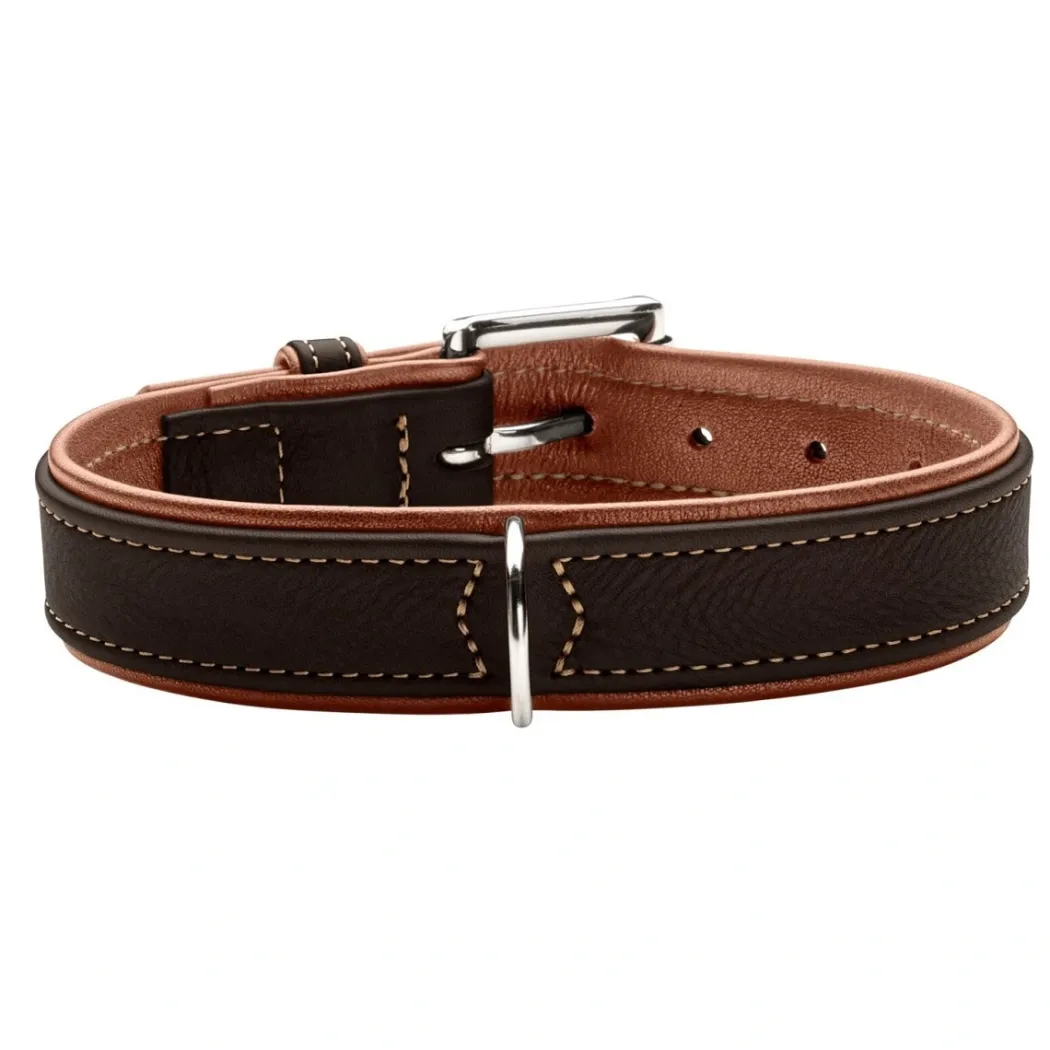 Hunter Hundehalsbånd læder Canada Elg Str.45 Sort/Cognac - 33-39 cm