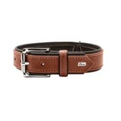 Hunter Hundehalsbånd læder Canada Elg Str.35 Cognac/Sort - 24-30 cm