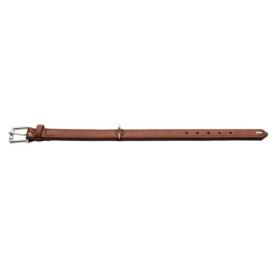 Hunter Hundehalsbånd læder Canada Elg Str.55 Cognac/Sort - 42-48 cm