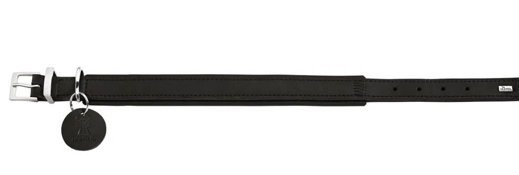Hunter Larvik Comfort 50 Sort Hundehalsbånd - justerbart hundehalsbånd (35 - 42 cm, B 2,8