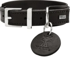 Hunter Larvik Comfort 55 Sort Hundehalsbånd - justerbart hundehalsbånd (36 - 46 cm, B 3,5