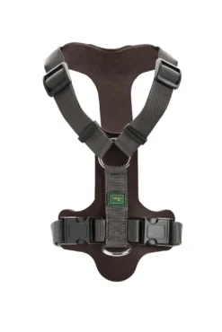 Hunter Mixed Aalborg læder hundesele M mørkebrun/grå hals 55-67 cm - komfort og naturlig støtte