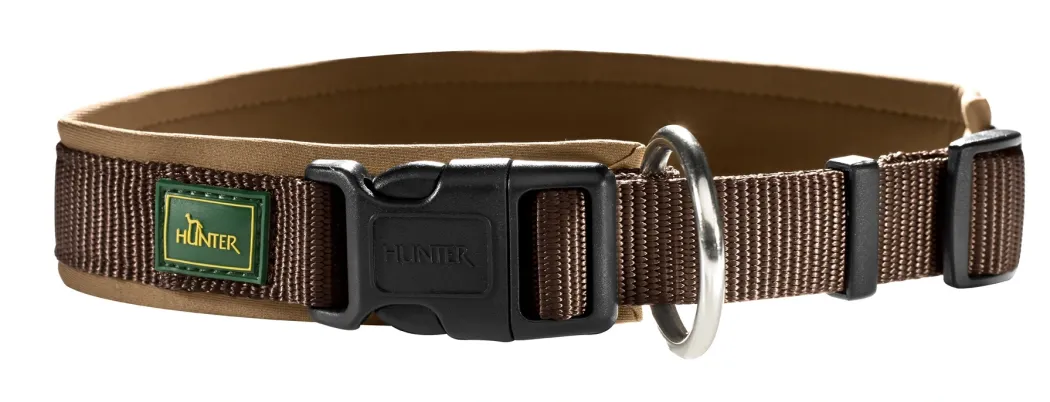 Hunter Neopren hundehalsbånd brun 55 cm - 50-55 cm indstilling