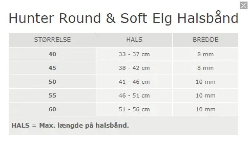 Hunter rundsyet elghalsbånd sort 60 cm - justering 51-56 cm komfort til store hunde