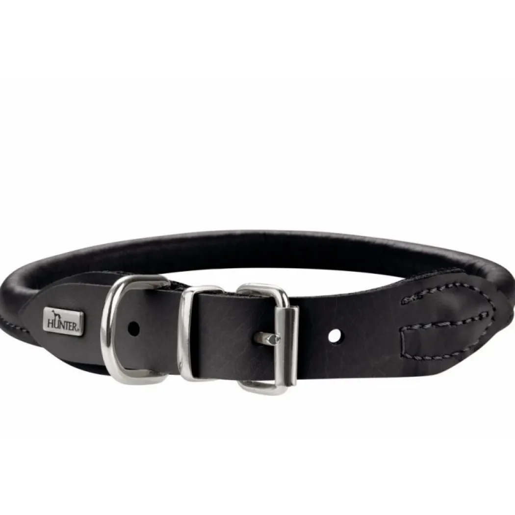 Hunter rundsyet elghalsbånd sort 60 cm - justering 51-56 cm komfort til store hunde