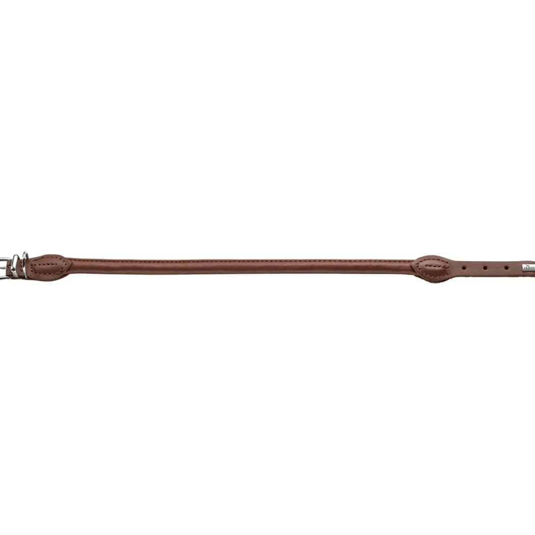 Hunter rundsyet okselæder halsbånd brun 35 cm - justering 28-32 cm