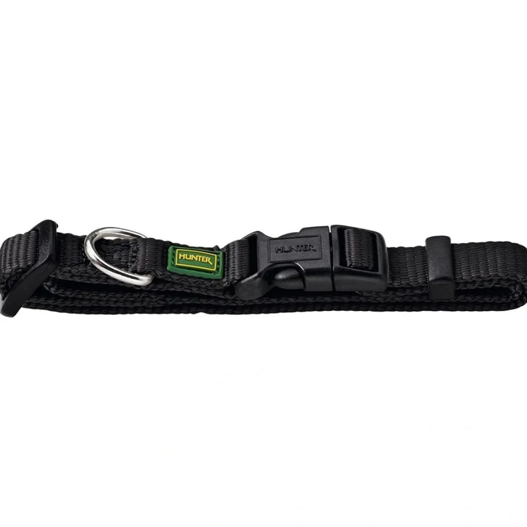 Hunter Vario Basic Halsbånd Sort M 30-45 cm - Ekstra bredt og komfortabelt halsbånd