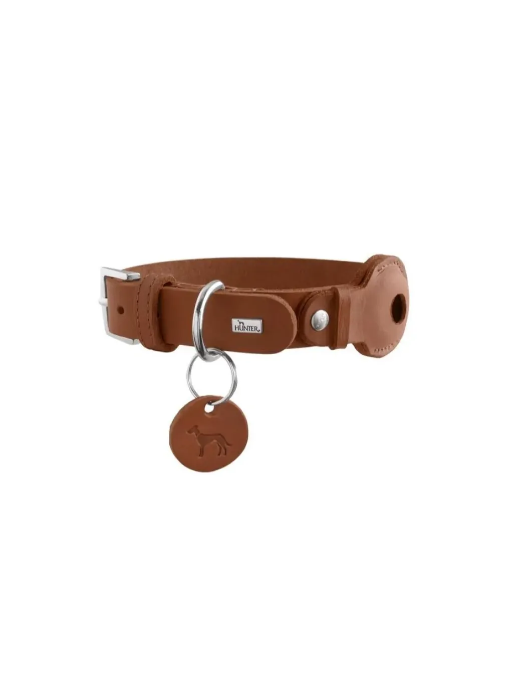 Hunter Viborg AirTag Halsbånd Cognac M 55 - Justerbar 42-48 cm