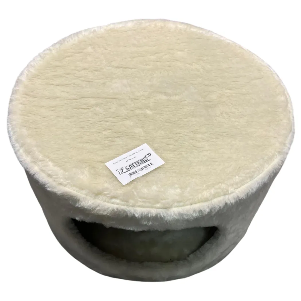 Kattens no 1 Rund hule med plys i beige Ø 50 cm med stor indgang