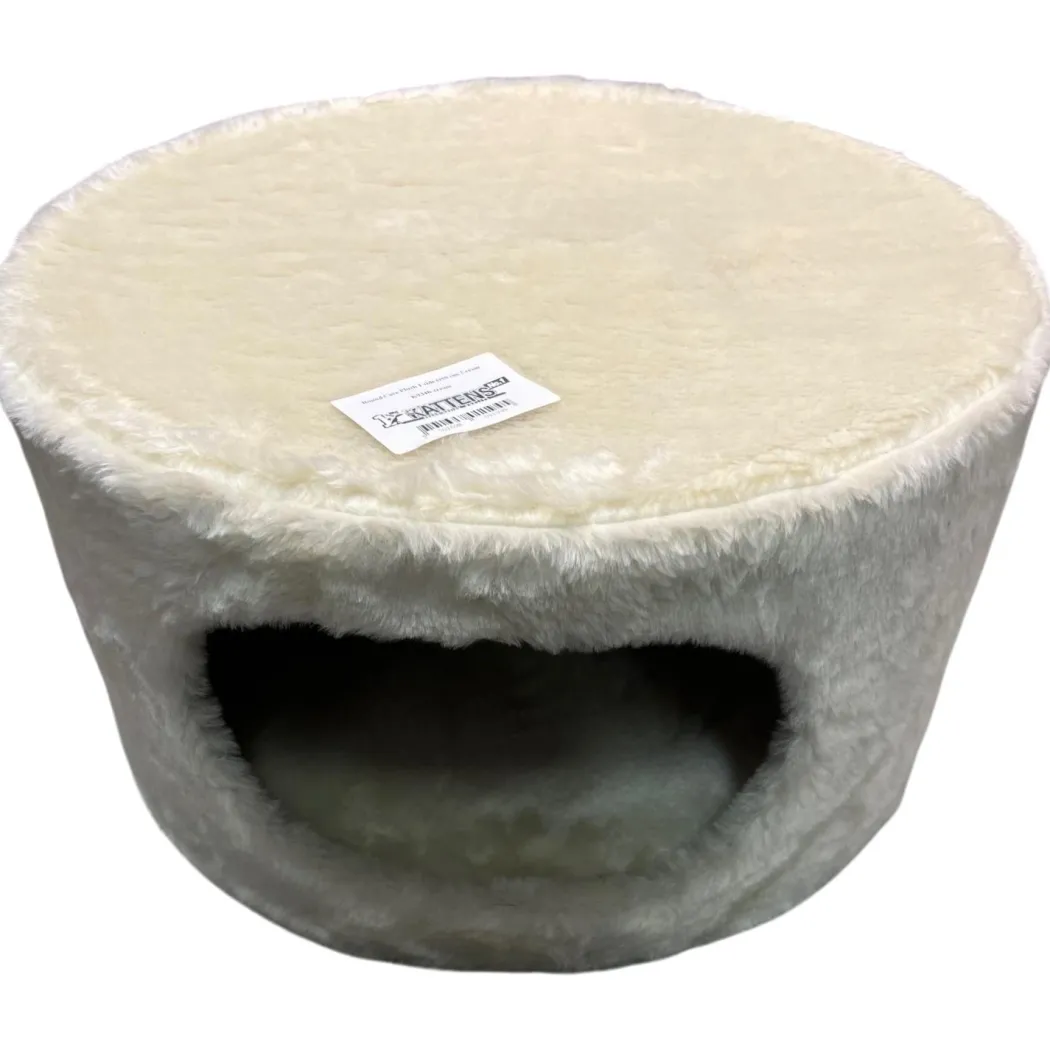Kattens no 1 Rund hule med plys i beige Ø 50 cm med stor indgang
