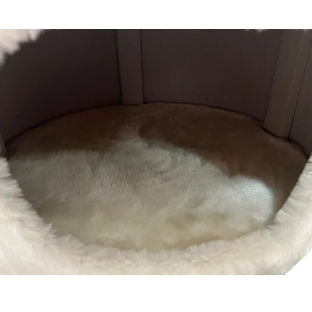 Kattens no 1 Rund hule med plys i beige Ø 50 cm med stor indgang