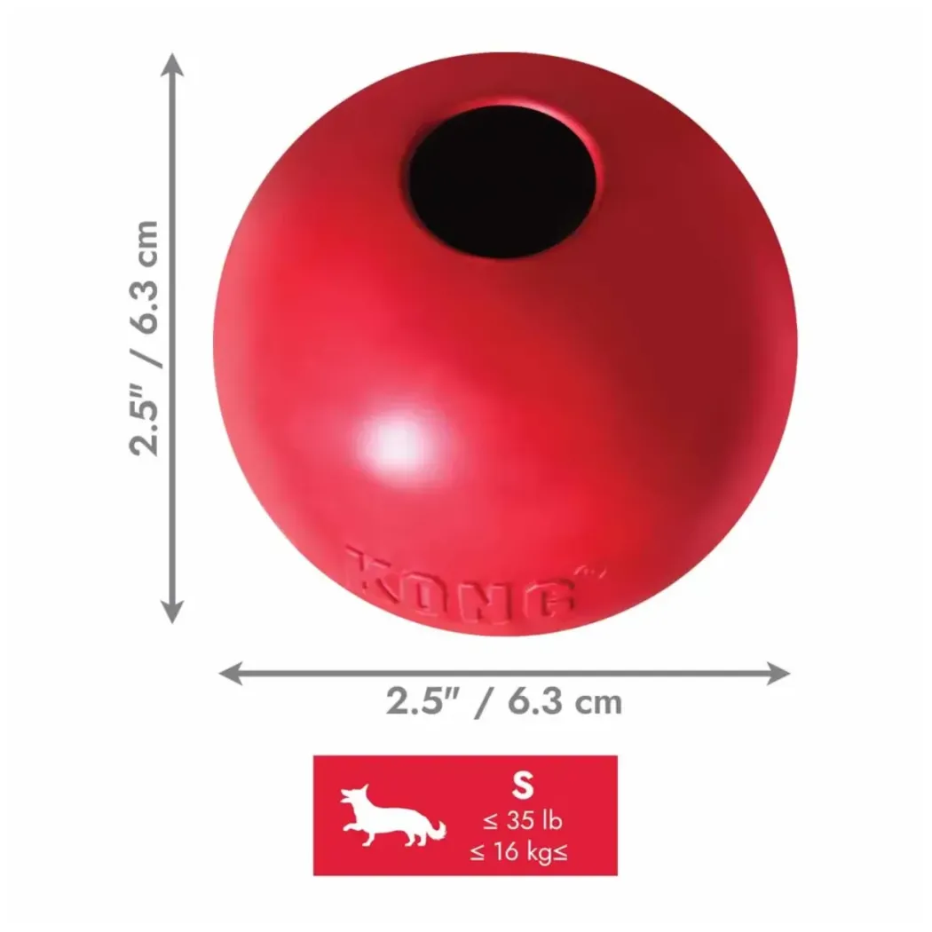 KONG Classic bold med hul rød S Ø6,5 cm