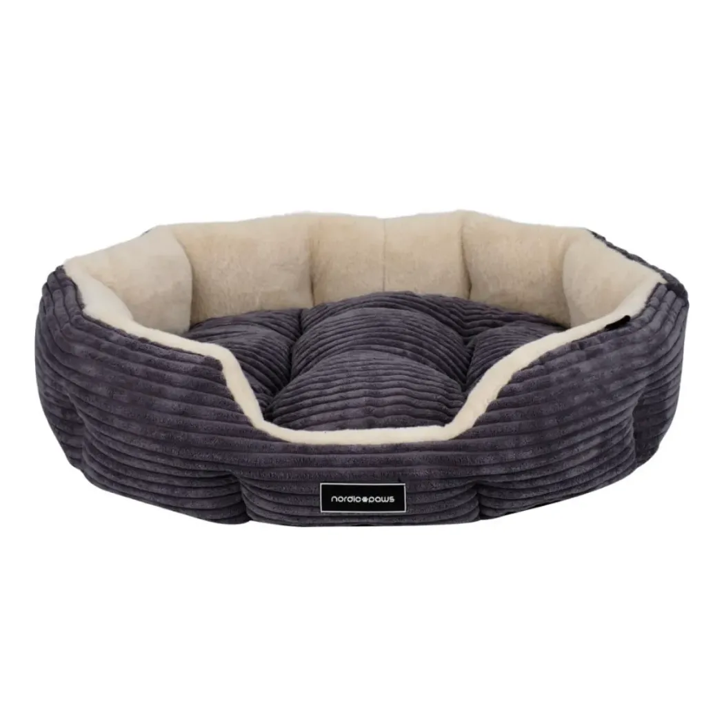 Nordic Paws Arlo Cozy S grå - blød og hyggelig hundeseng i frotte
