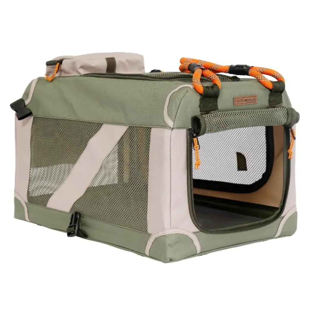 Nordic Paws Foldbart luksus hundebur i stof Army XS - rolig og tryg base