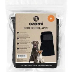 Ozami hundesokker M sort - 4 stk til små hundepoter