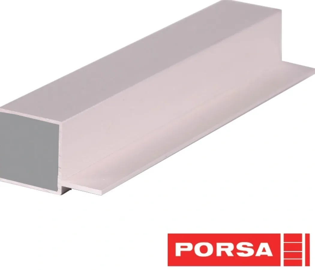 Porsa sølv aluprofil firkantet med flig 10 cm
