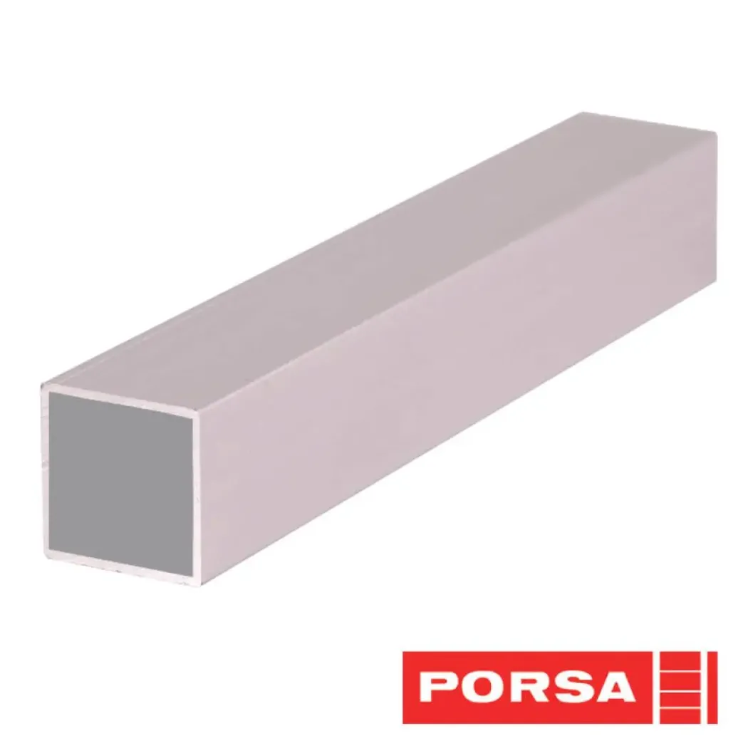 Porsa sølv aluprofil firkantet 25 cm.